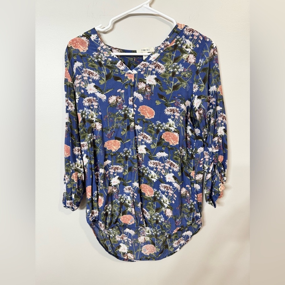 Women’s Small Como Blu Floral Blouse